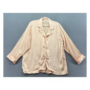 VTG Victorias Secret Gold Label 100% Silk Pajama Top Peach Pink Small 14282